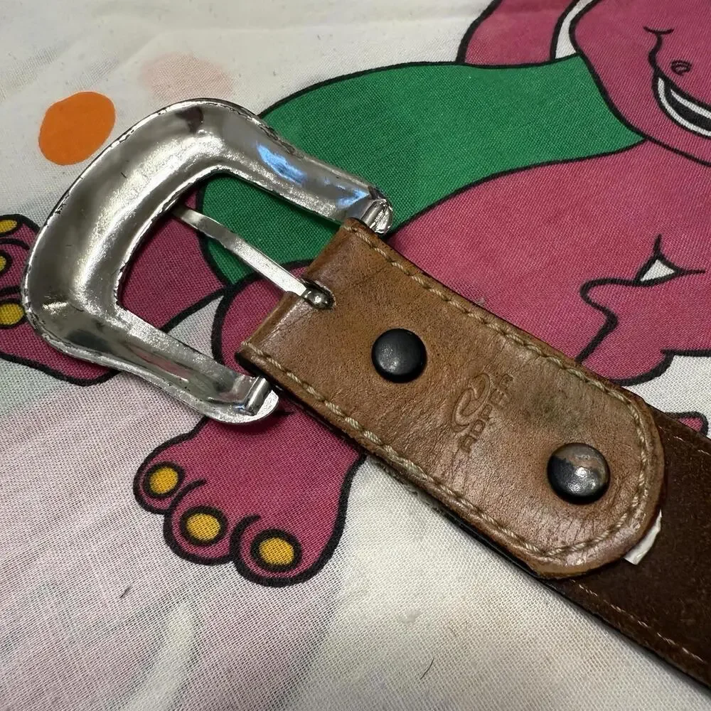 Vintage Roper Hand Tooled Top Grain Leather Belt W/ Diamond Design Size 34/38‎